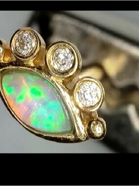 Pamela Love 14k gold Celestial Eye stud. Opal and Diamond regular back (not inc)